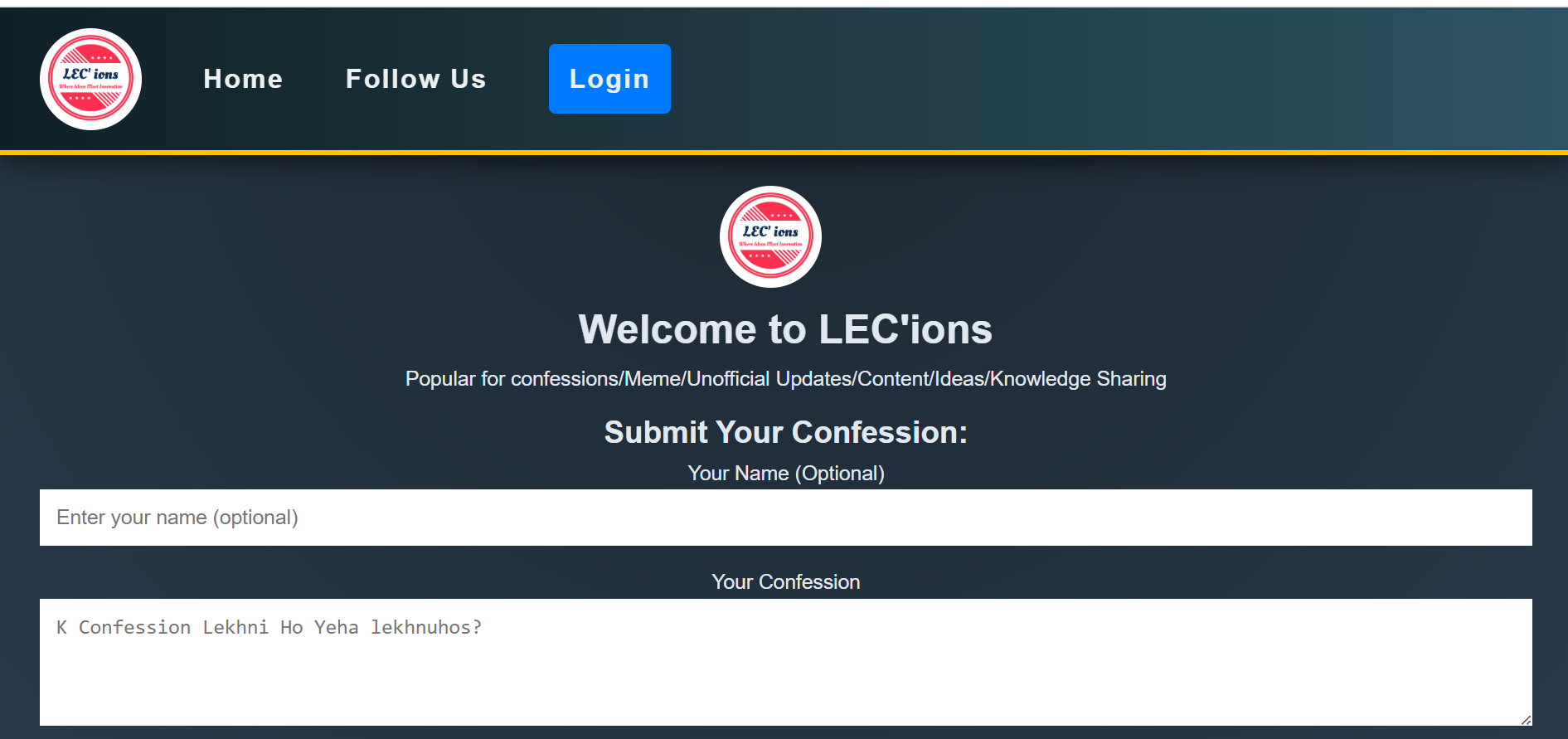 Screenshot of  web app